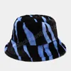 Autunno Inverno Peluche Caldo Berretto Donna Coreano Cappelli a secchiello Moda nero strisce bianche Cappello da pescatore Femme Travel Beach Panama Cap