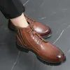 Hommes pointu rétro mode à lacets fermeture éclair Brogue bottines concepteur britannique Botas tendance décontracté haut haut Punk Rock chaussures