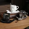 Tasses tasses en céramique de cuisson à haute température, Art abstrait créatif, café et soucoupes parfumés à la main, cadeaux personnalisés pour boire