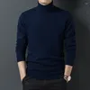 Herrtröjor män får ulltjockd tröja 2023 Autumn Winter Turtleneck Knit Half Worsted Pure Long Sleeve Man Jumper