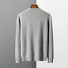 Pulls pour hommes automne et hiver pull en laine col rond mince tricot base de couleur unie avec cachemire haut de gamme pour hommes