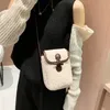 Evening Bags Lambswool Phone-bag Women Faux Fur Bags Tender Sweet Lovely Cross Body Teenagers Female Portable Horn Button Plush Square Cozy 231124