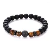 Strand 4 Colors Pave CZ Zirconia Matted Black Onyx Natural Stone Beads Armband Female Balance Yoga Pulseira Buddha smycken