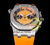 JJF 2670 A3124 Montre Homme Chronographe Automatique 42mm Noir Intérieur Orange Cadran Texturé Bracelet Caoutchouc Super Edition Reloj Hombre Montre Homme Puretime A1