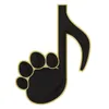 Linda música de gato negro esmelo pin animal notas musicales de instrumentos de piano de piano
