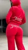 women two piece pants velvet Juicy tracksuit women coutoure set track suit couture Juciy coture sweatsuits solid color letters hooded hoodie loose fitting