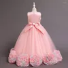 Girl Dresses Christening Petal Princess Long Formal First Communion Children Party Elegant Kids Dress Wedding Birthday