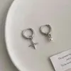 Orecchini a cerchio VENTFILLE 925 Sterling Silver Star Orecchino di perla per le donne Ragazza Asimmetria Hip Hop Tendenza Gioielli Regalo del partito Goccia