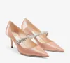 Lady Sandals Pumps Patent Leather Bing Pump 65mmのかかと豪華なクリスタルストラップ先の尖ったつま先オーレリークラシックスタイルの結婚式のパーティードレスハイヒール