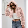 Kvinnors pälsjacka Kvinnlig Winetr Fashion Faux Coat Ladies Solid Sexig Casual Hooded Thick Warm XK2-57