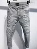 2023 Новые мужские дырявые светло-голубые темно-серые итальянские брендовые мужские длинные брюки Уличная одежда Джинсовые узкие тонкие прямые байкерские джинсы для женщин D2 Высочайшее качество 28-40 Размер DSQ