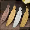 Bookmark Wholesale Diy Metal Feather Bookmarks Document Book Mark Label Golden Sier Rose Gold Office School Supplies Drop Delivery Bus Dhph3