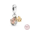 925 charm beads accessories fit pandora charms jewelry Dangle Rose Gold Pink Charms Bead
