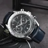 OMEG WURC Watch for Men 2024 Mens relógios cinco agulhas Todos os mostradores funcionam quartzo assistir Top Luxury Brand Relógio Cronógrafo Fashion Steel e Leather Speedmaster O-01