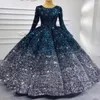 Robe De mariée robe De bal paillettes brillantes robes 3/4 manches col haut dos creux à lacets fête personnaliser Vestidos De