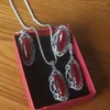 Halskette Ohrringe Set schwarz/rot/grün Stein für Damen Damen schöner Vintage-Schmuck Ringgröße 7 8 9