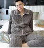 Herren-Nachtwäsche, Winter-Pyjama-Set mit hohem Kragen, lockere Freizeit-Hauskleidung, verdickter warmer Pyjama-Anzug, Lounge-Wear