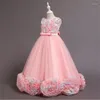 Fille robes baptême pétale princesse longue formelle première Communion enfants fête élégante enfants robe mariage anniversaire