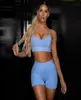 2021 INS Women039s Sportkleding naadloze 2-delige set crop top en korte hardloopbroek yoga trainingspak6298770