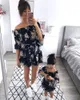 Family Matching Outfits Summer Mother and Daughter Dress Clothes Off Shoulder Floral Mini Mommy Me 230424