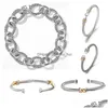 Bangle Dy Armband Designer Armbanden Mode-sieraden Voor Vrouwen Mannen Goud Sier Parel Hoofd Kruis Open Manchet Man Party Kerst drop Del Dht5R