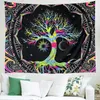 Tapestries Tree Of Life Trippy Mandala Hippie Moon And Sun Black Galaxy Stars Colorful Mystic Bohemian Tapestry For Home Decor