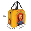 Buz Paketleri/İzotermik Çantalar Chucky Retro Filmler Kamp için Yalıtım Yemeği Çantaları Good Guys Game Game Game Sızdır Kötü Termal Soğutucu Bento Kutusu Kadın Çocuklar J230425