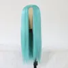 Длинные волосы прямой голубая натуральная линия без кружевного теплостойкого синтетика для женщин моды