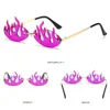 Sunglasses Halloween Cosplay Shades Party Flame Shaped Double Lens Rimless SunglassesSunglasses