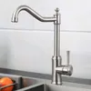 Mutfak muslukları 304 Paslanmaz çelik lavabo musluk fırçalanmış tek saplı soğuk su mikseri musluk havzası çağdaş