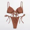 Kvinnors badkläder Kvinnor Plus -storlek Solid baddräkt Beachwear Padded Backless Micro Swimming Wear Sexig Bathing Femme Bikinis Set