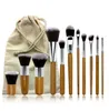 11 pcs/set Professional Make Up Tools Pincel Maquiagem Wood Handle Makeup Cosmetic Eyeshadow Foundation Concealer Brush Set Kit