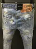 Nouveaux hommes Jeans trou bleu clair gris foncé Italie marque homme pantalons longs pantalons Streetwear denim Skinny Slim droit Biker Jean pour D2 Top qualité 28-38 taille A212