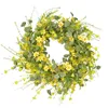 Juldekorationer Artificial Daisy Flower Spring Wreath with Eucalyptus Green Leaves Farmhouse For Fra Door Wall Home Party 231124