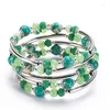 Strand 2023 Shiny Bright Green Crystal Winding Bracelet Multi-layer Multi-circle Copper Charm Women Men Bangle Gift