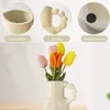 Vases Nordic Cream Handle Style Milk Pot Ceramic Flowerpot Creative Home Flower Decoration for Living Bedroom el Desktop 230425