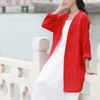 Blouses Femmes Femmes Kimono Chemises Été À Manches Longues Chemisier Mince Coton Lin Protection Solaire Vêtements Casual Tops Lâches C127