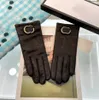 Women's Designer Gloves 100% Sheepskin Double Pearl Letter Black Warmth and Plush With Box For Padded and Thickened Touch Screen Windproof Outdoor Cycling