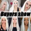 Synthetic Wigs Long Straight White Natural Middle Part Heat Resistant Suitable for African Women Daily CosplayHalloween Wig 230425