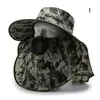 Chapeaux à large bord 1 pc Camouflage crème solaire casquette bouton Fixation pêche parasol extérieur randonnée thé cueillette Pographie masque châle respirant