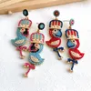 Dangle Earrings PATRIOTIC BEADED PARROT Bird 4th Of July USA For Women Festive Jewelry & Accessories