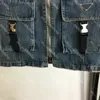 Haute taille pour femmes jupes Designer Blue Denim Femmes jupes Triangle Badge une jupe de ligne avec fermeture éclair