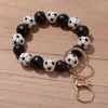 Keychains Fashion Charm Baseball Keychain For Keys Wood Beads Bracelet Keyring Women Accessories Multicolor Jewelry Gifts