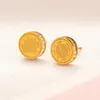 Brincos femininos redondos com monograma, brincos banhados a ouro 18K para presente, brincos de amor, brincos de joia para casal, acessórios para festa de casamento, atacado