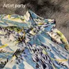 Designer Clothing Luxury Fashion Casual Shirts ArtistSlp Wave Shirt Blue Wave Coconut Tree High Street Emperor Shirt Slim Fit Bottom Damaged Version Streetwear Roc