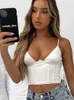 Débardeurs pour femmes Cami Sexy Spaghetti Strap Satin Crop Corset Col en V Sans Manches Bustier Slim Fit Clubwear Camisoles Top 230425