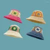 Wide Brim Hats In Korea Ins Handmade Crocheted Straw Sun Hat Fisherman Women Summer Shade Breathable With Large Brims