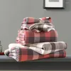 Serviette 2 pièces Style japonais Plaid dames hommes salle de bain visage bain ensemble coton gaze adulte 70x140cm 34x76cm