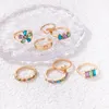 Pierścienie klastra luksusowe kryształowy kamień kolorowe kwiaty Zestawy pierścieniowe dla kobiet uroków Snake Starfish Jewelry Anillo 8pcs/sets 22607