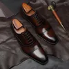 Robe chaussures Phenkang hommes formels en cuir véritable Oxford pour hommes italiens 2023 lacets de mariage affaires